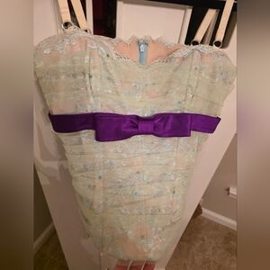 Rare Mandalay Womens Light Mint Lace Corset Bustier Tank With Bow